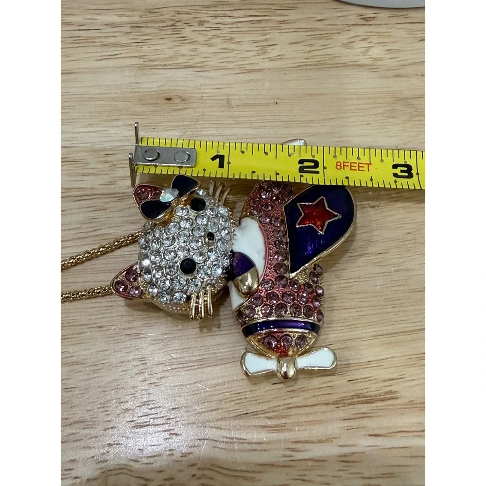 Betsey Johnson Hello Kitty Airplane "Come Fly with Me" Rhinestone Necklace - Picture 9 of 9